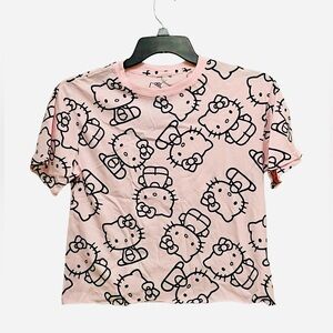 Sanrio Hello Kitty All Over Outline Graphic Print Pink T-Shirt